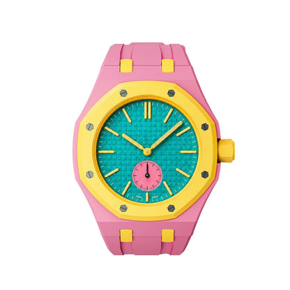 [Leaves]OAK POP EXCLUSIVE PINK AND YELLOW SILICONE STRAP