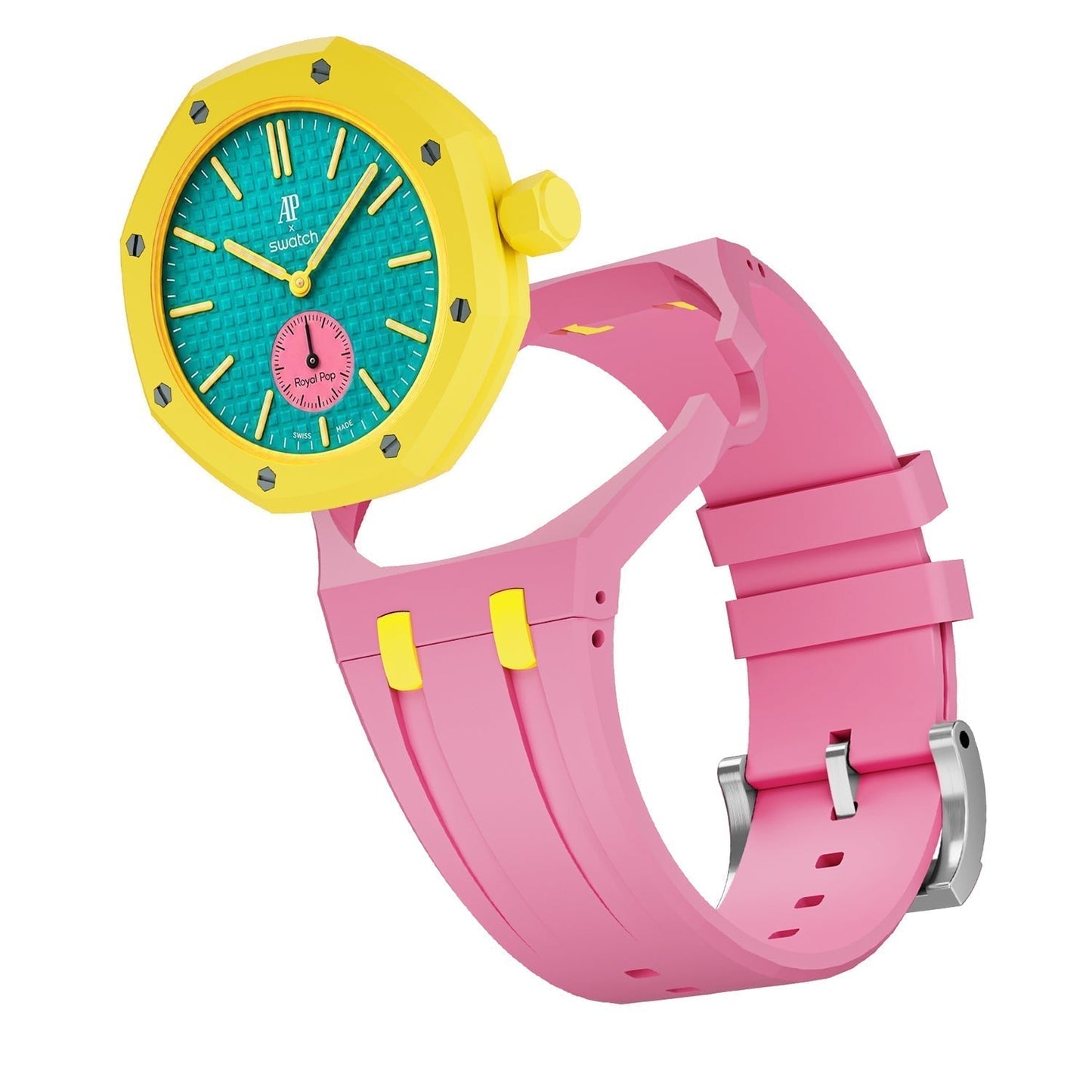 [Leaves]OAK POP EXCLUSIVE PINK AND YELLOW SILICONE STRAP