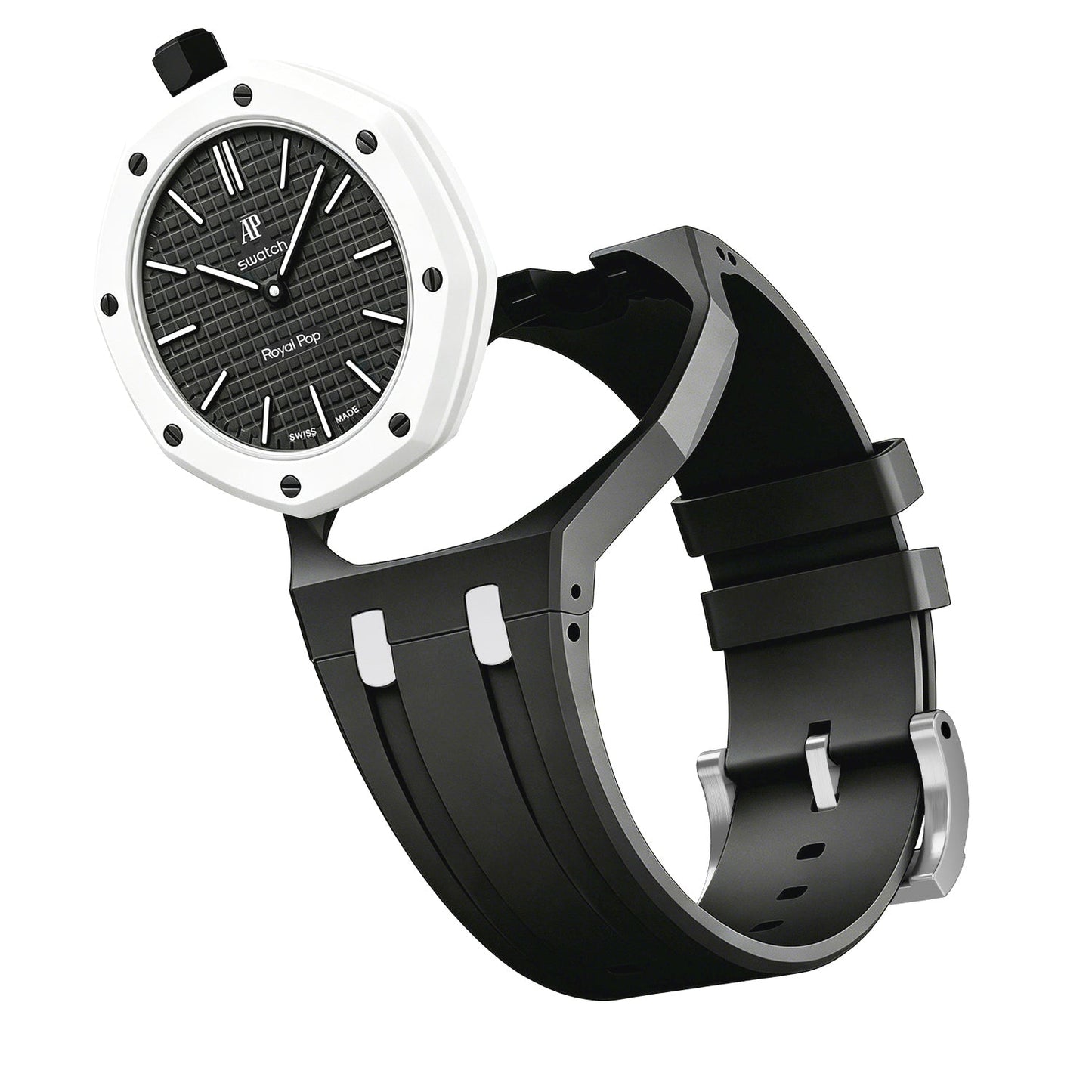 [Leaves]OAK POP EXCLUSIVE BLACK AND WHITE SILICONE STRAP