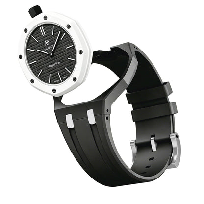 [Leaves]OAK POP EXCLUSIVE BLACK AND WHITE SILICONE STRAP