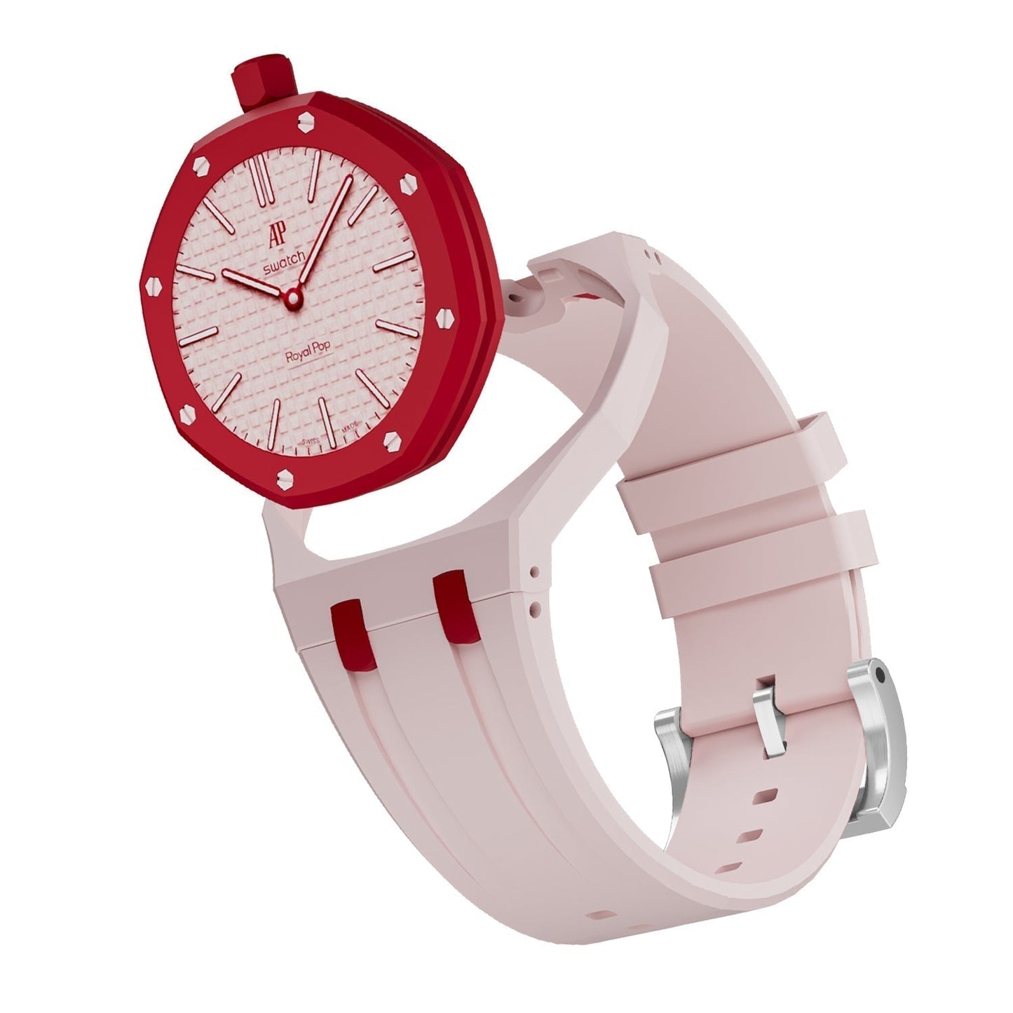 [Leaves]OAK POP EXCLUSIVE PINK AND RED SILICONE STRAP