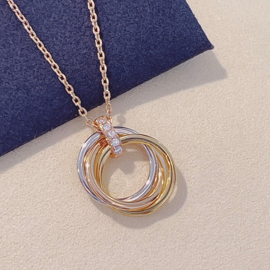 [Leaves]TRINITY NECKLACE GOLD  DIAMONDS