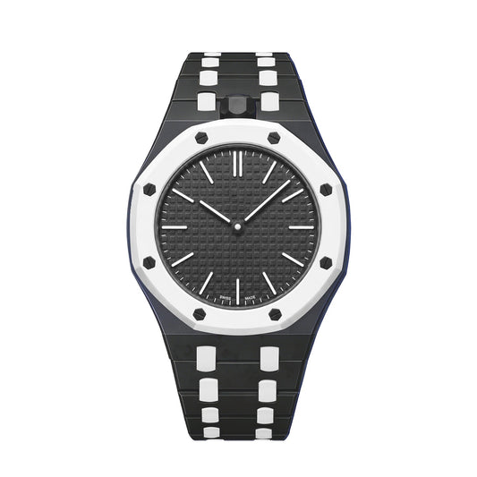 [Leaves]OAK POP EXCLUSIVE BLACK AND WHITE BIOCERAMIC STRAP