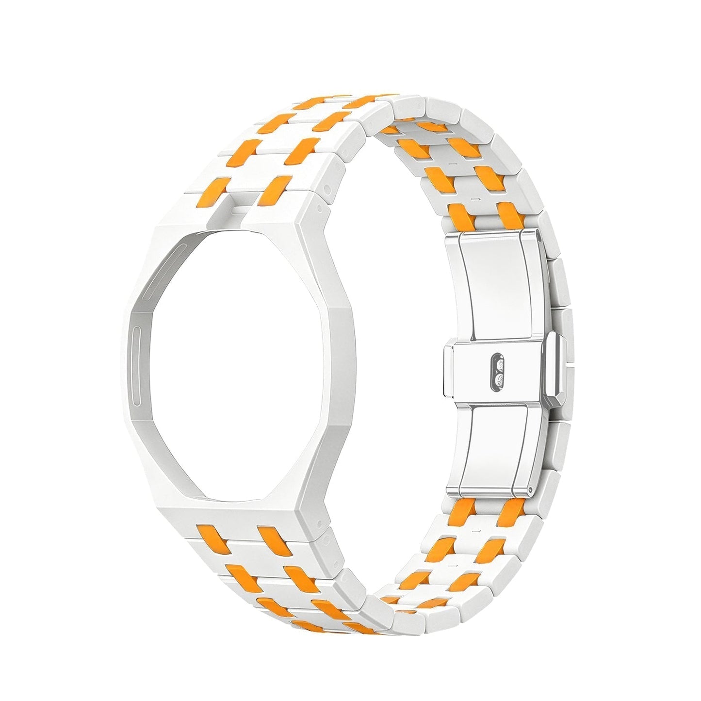 [Leaves]OAK POP EXCLUSIVE WHITE AND ORANGE BIOCERAMIC STRAP