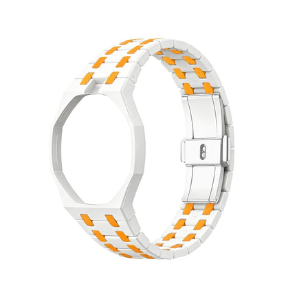 [Leaves]OAK POP EXCLUSIVE WHITE AND ORANGE BIOCERAMIC STRAP