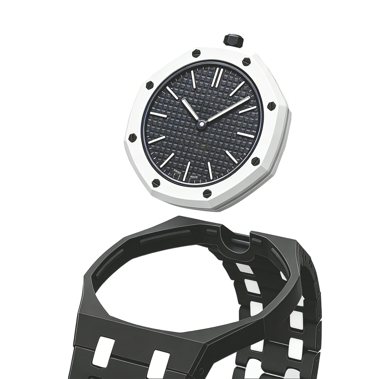 [Leaves]OAK POP EXCLUSIVE BLACK AND WHITE BIOCERAMIC STRAP