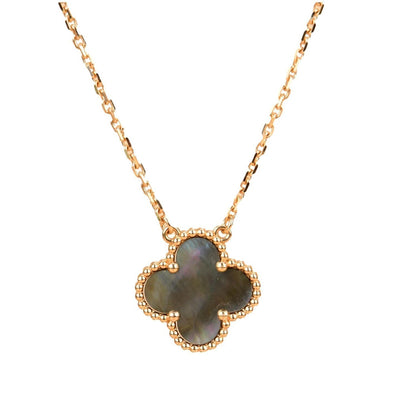[Leaves]CLOVER 15MM  GRAY MOTHER OF PEARL NECKLACE