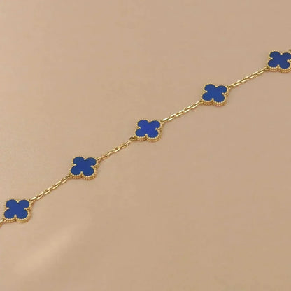 [Leaves]LUCKY CLOVER 5-MOTIF BRACELET - BLUE AGATE COLLECTION