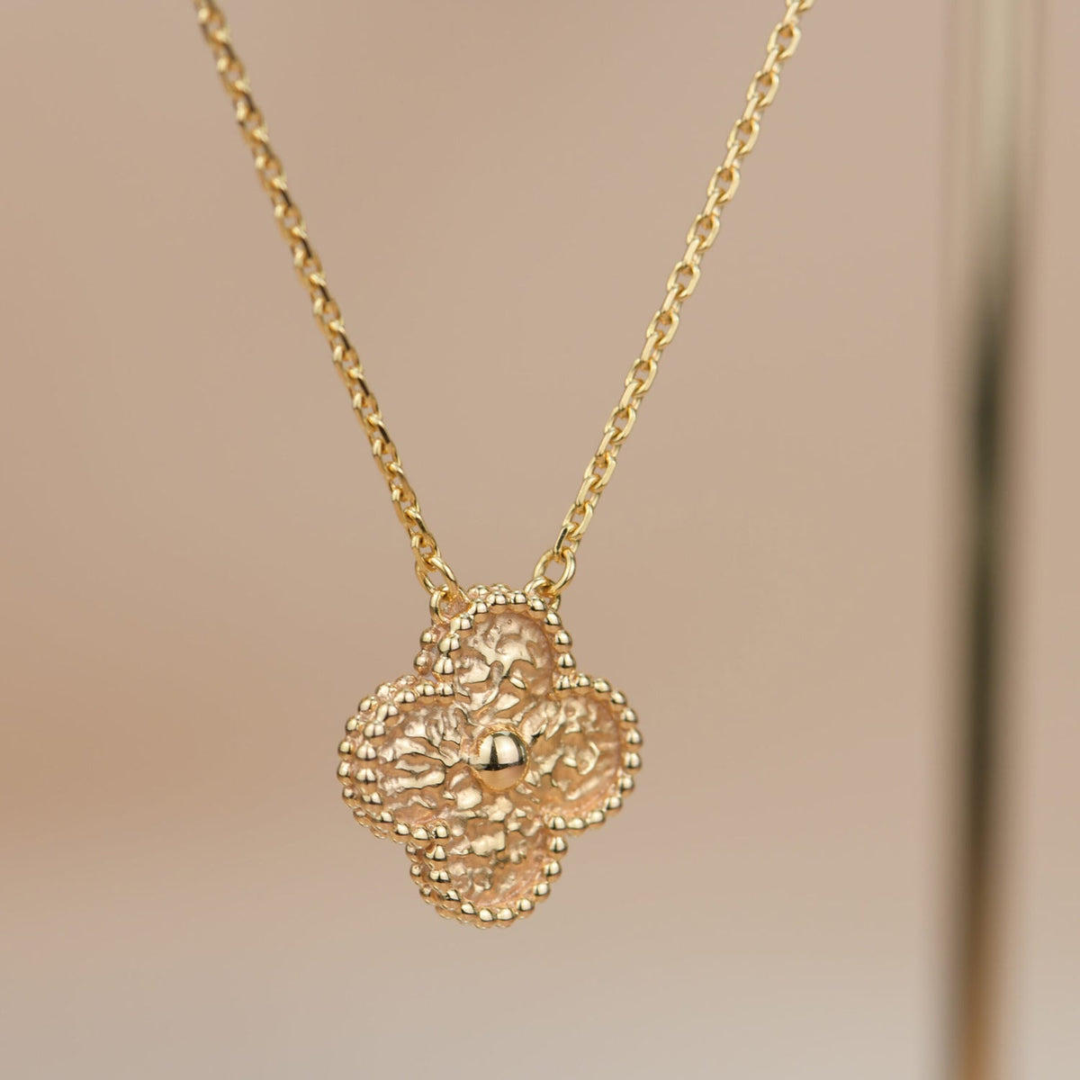 [Leaves]CLOVER 15MM  BRONZING NECKLACE