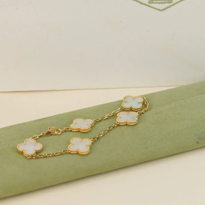 [Leaves]LUCKY CLOVER 5-MOTIF BRACELET - WHITE MOTHER-OF-PEARL COLLECTION