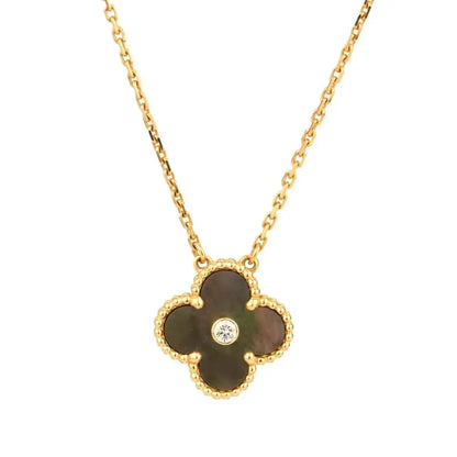 [Leaves]CLOVER 15MM DIAMOND AND MOTHER-OF-GREY NECKLACE