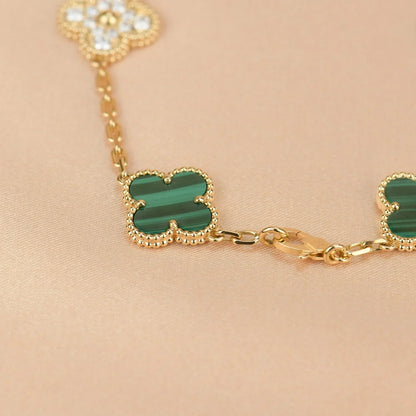 [Leaves]LUCKY CLOVER 5-MOTIF BRACELET - MALACHITE COLLECTION