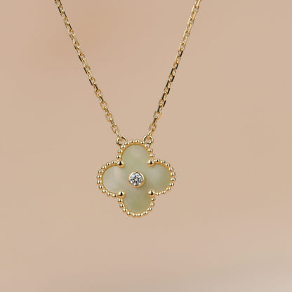 [Leaves]CLOVER 15MM DIAMOND GOLD MOTHER OF PEARL NECKLACE