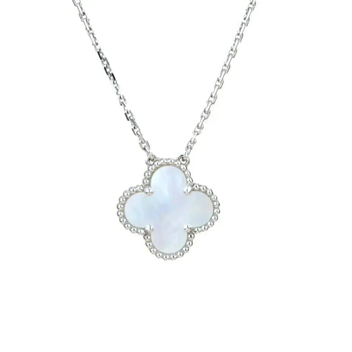 [Leaves]CLOVER  15MM WHITE MOTHER-OF-PEARL SILVER