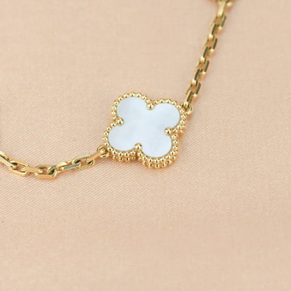 [Leaves]LUCKY CLOVER 5-MOTIF BRACELET - WHITE MOTHER-OF-PEARL COLLECTION