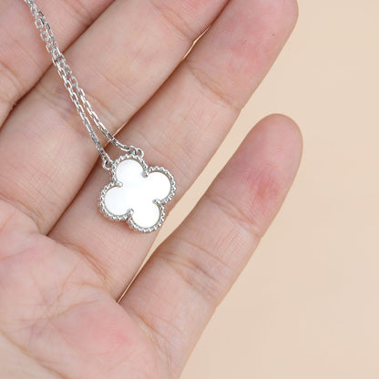 [Leaves]CLOVER  15MM WHITE MOTHER-OF-PEARL SILVER