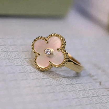 [Leaves]CLOVER PINK MOP RING GOLD DIAMOND