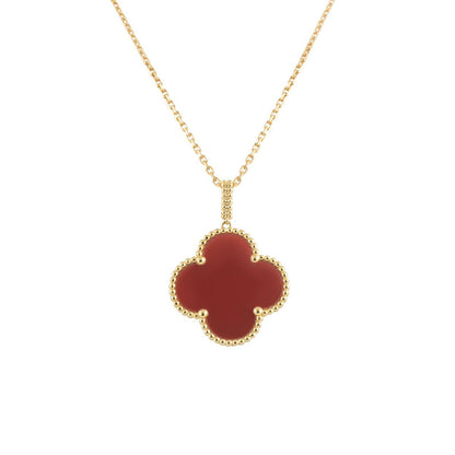 [Leaves]CLOVER 25MM NECKLACE GOLD CARNELIAN