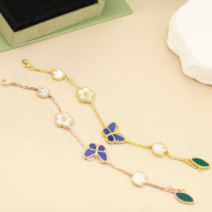 [Leaves]SPRING ENCHANTMENT BUTTERFLY & FLORAL CHARM BRACELET