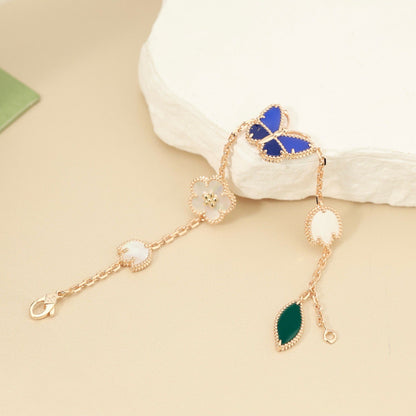 [Leaves]SPRING ENCHANTMENT BUTTERFLY & FLORAL CHARM BRACELET