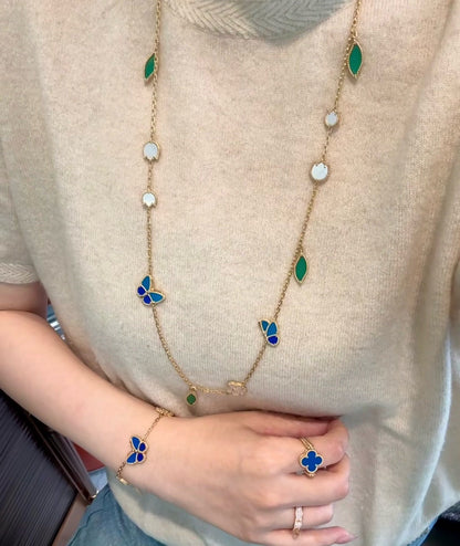 [Leaves]LUCKY SPRING BUTTERFLY & FLOWER STATEMENT NECKLACE - 15-MOTIF FLORAL DESIGN