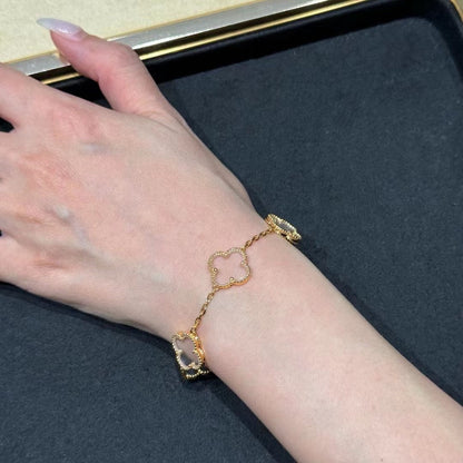 [Leaves]CLOVER 5 MOTIF ROCK CRYSTAL BRACELET