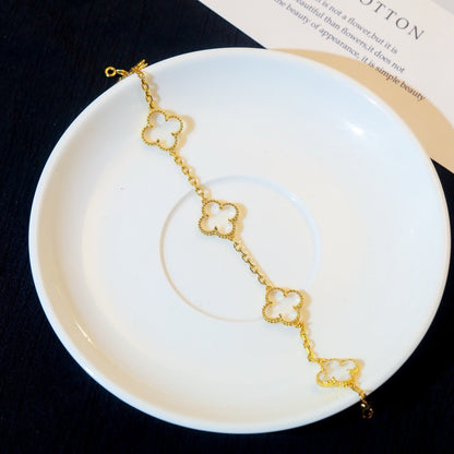 [Leaves]CLOVER 5 MOTIF ROCK CRYSTAL BRACELET