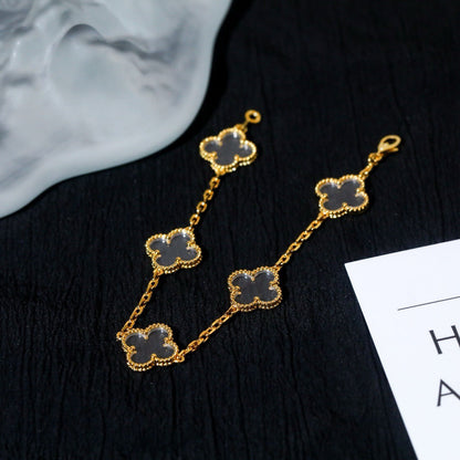 [Leaves]CLOVER 5 MOTIF ROCK CRYSTAL BRACELET