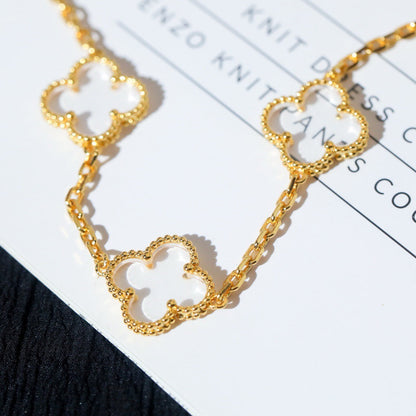 [Leaves]CLOVER 5 MOTIF ROCK CRYSTAL BRACELET