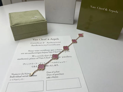 [Leaves]LUCKY CLOVER 5-MOTIF ENAMEL STONE BRACELET