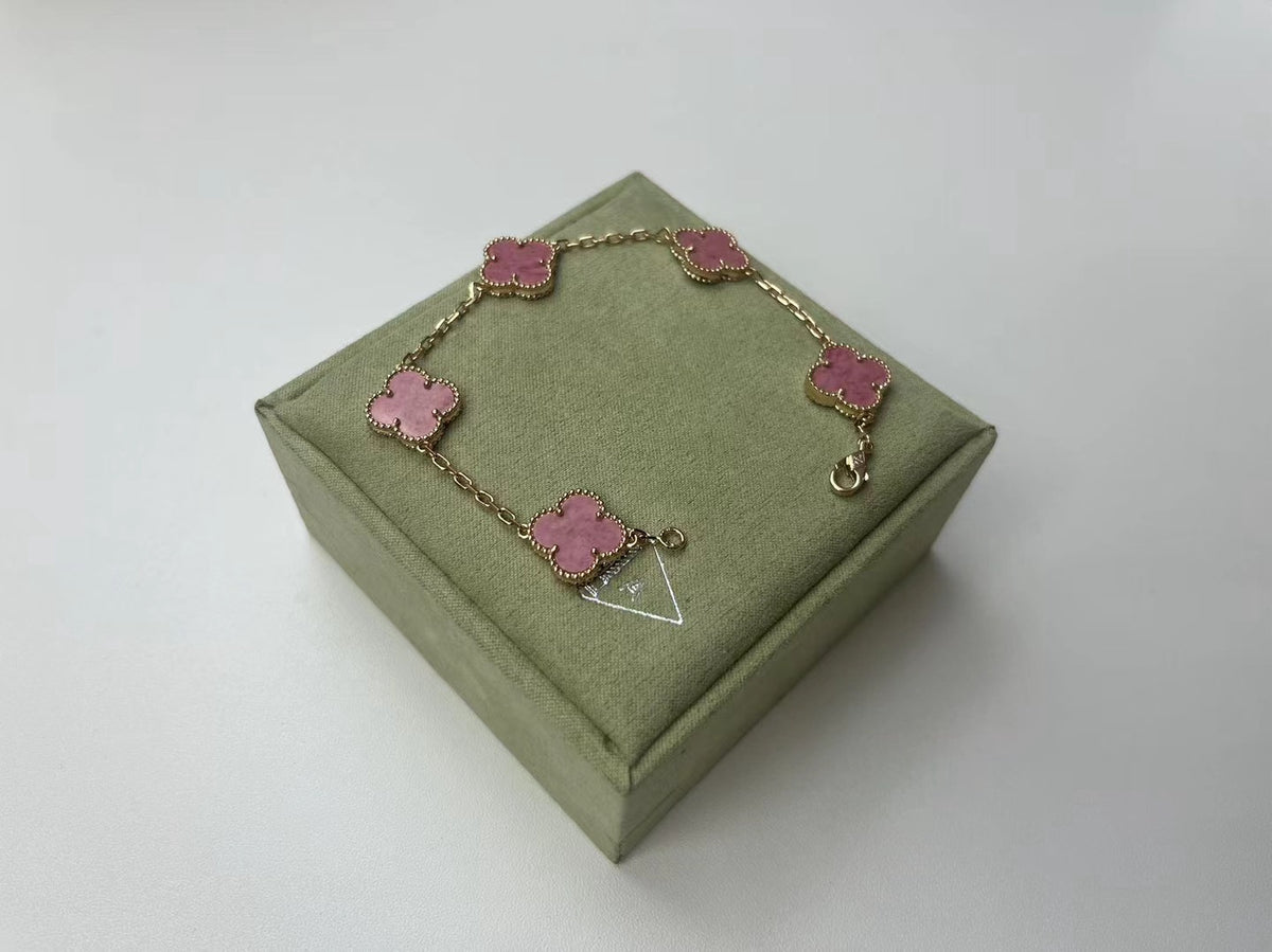 [Leaves]LUCKY CLOVER 5-MOTIF ENAMEL STONE BRACELET