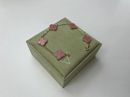 [Leaves]LUCKY CLOVER 5-MOTIF ENAMEL STONE BRACELET