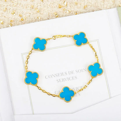 [Leaves]LUCKY CLOVER 5-MOTIF BRACELET - TURQUOISE COLLECTION
