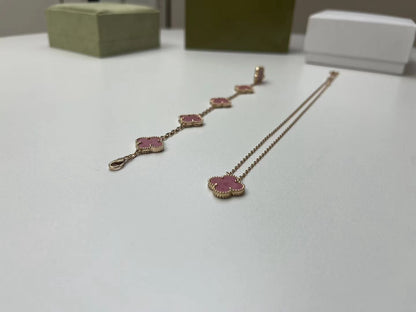 [Leaves]LUCKY CLOVER 5-MOTIF ENAMEL STONE BRACELET
