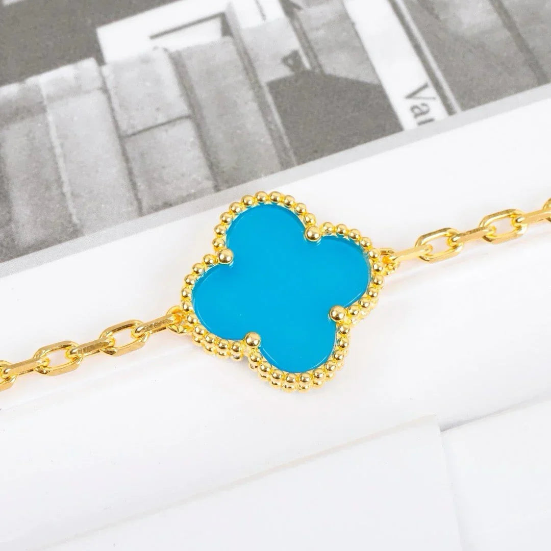 [Leaves]LUCKY CLOVER 5-MOTIF BRACELET - TURQUOISE COLLECTION