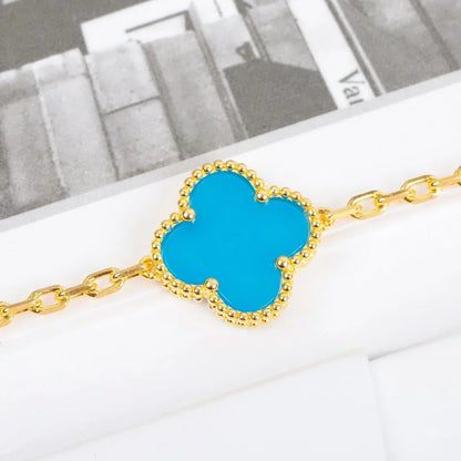 [Leaves]LUCKY CLOVER 5-MOTIF BRACELET - TURQUOISE COLLECTION