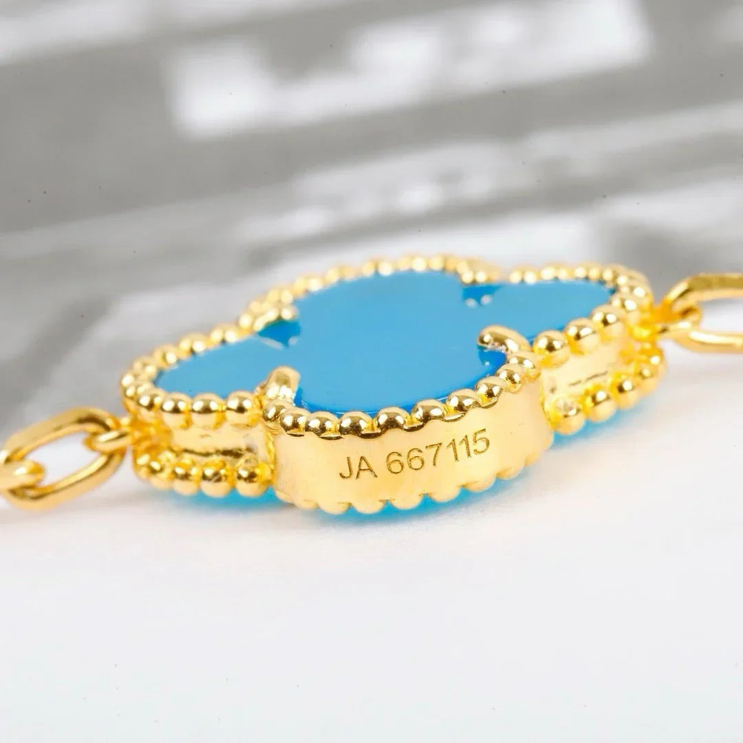[Leaves]LUCKY CLOVER 5-MOTIF BRACELET - TURQUOISE COLLECTION