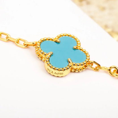 [Leaves]LUCKY CLOVER 5-MOTIF BRACELET - TURQUOISE COLLECTION