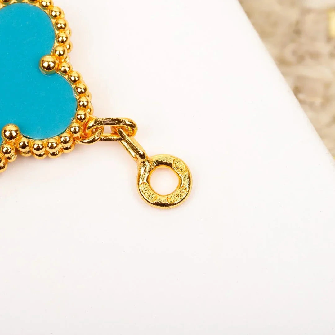 [Leaves]LUCKY CLOVER 5-MOTIF BRACELET - TURQUOISE COLLECTION