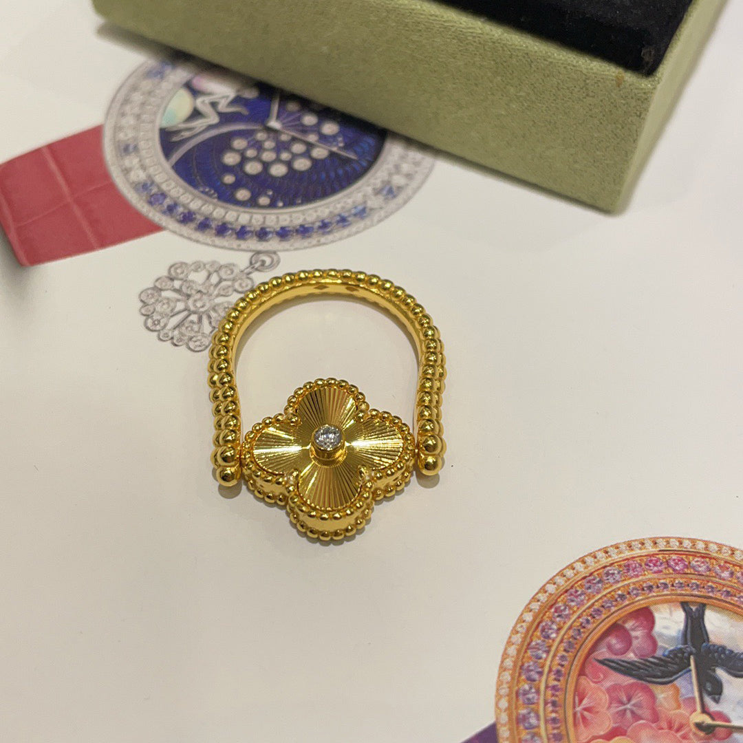 [Leaves]LUCKY CLOVER GOLD REVERSIBLE RING