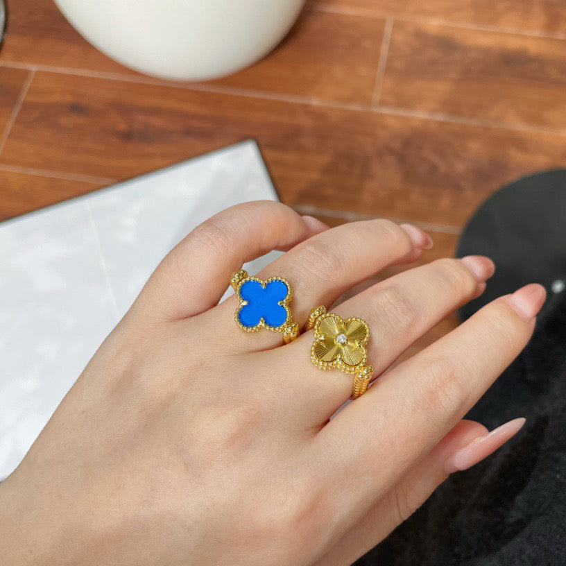 [Leaves]LUCKY CLOVER GOLD REVERSIBLE RING