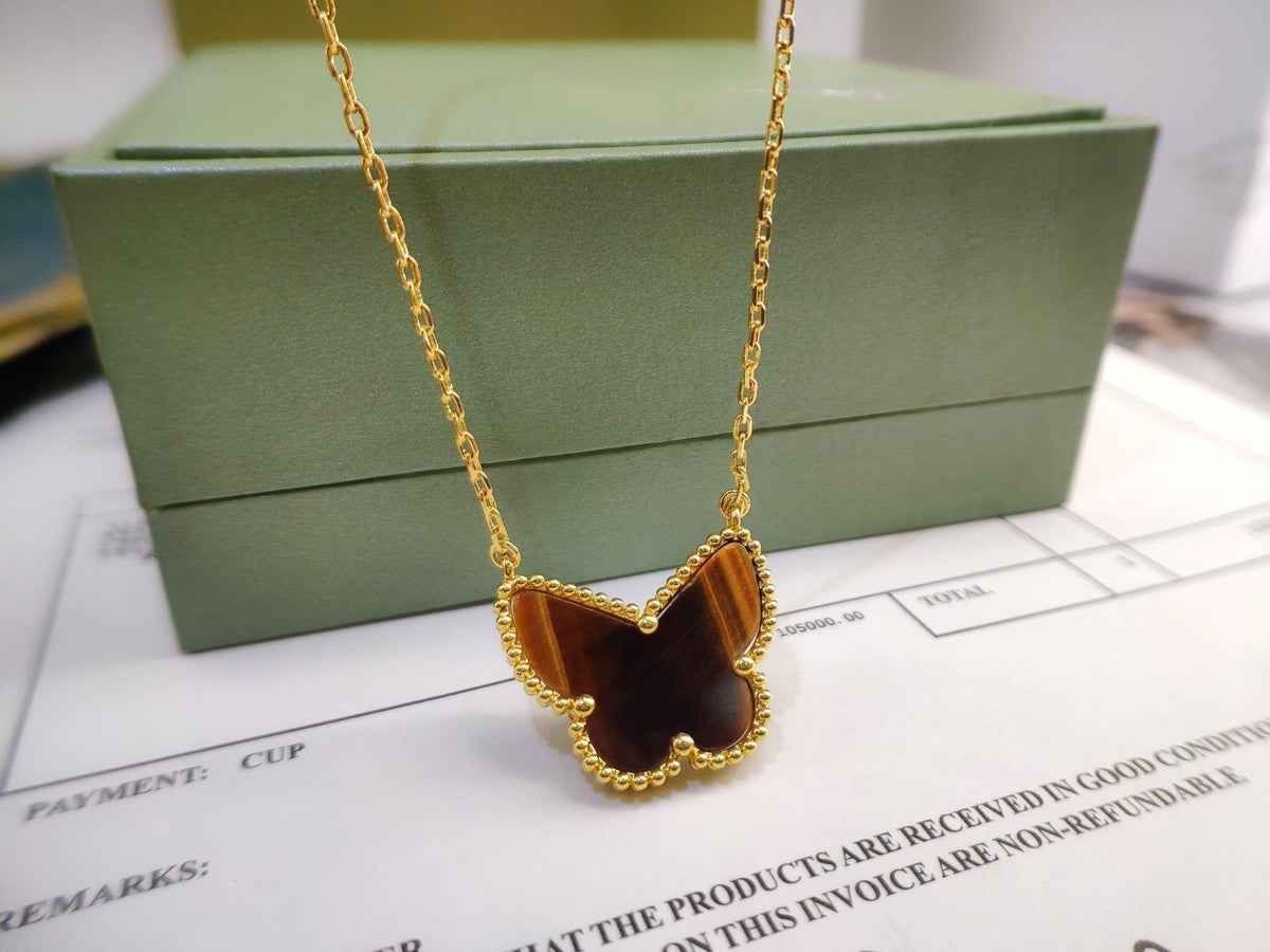 [Leaves] TIGER__ EYE BUTTERFLY NECKLACE