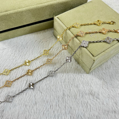 [Leaves]CLOVER 6 MOTIF DIAMOND LASER BRACELET