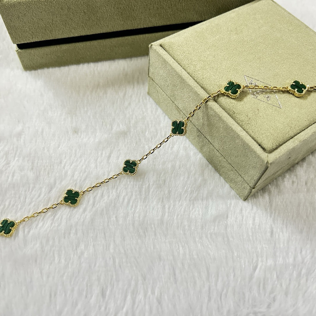 [Leaves]CLOVER 6 MOTIF MALACHITE BRACELET