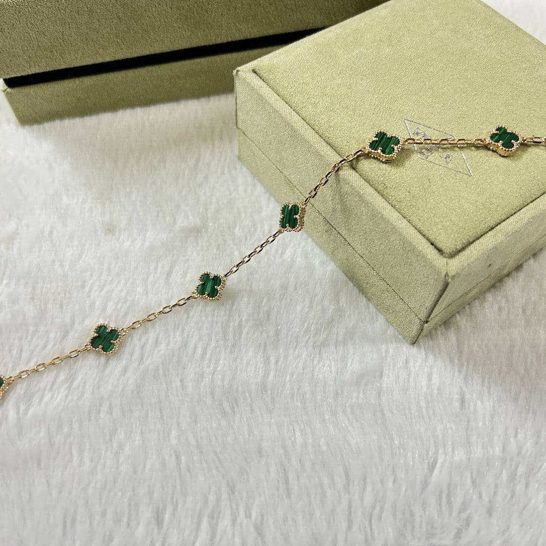 [Leaves]CLOVER 6 MOTIF MALACHITE BRACELET