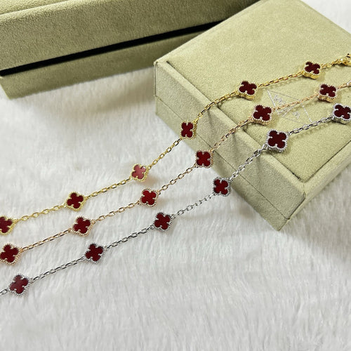 [Leaves]CLOVER 6 MOTIF RED AGATE BRACELET