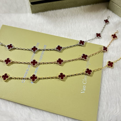 [Leaves]CLOVER 6 MOTIF RED AGATE BRACELET