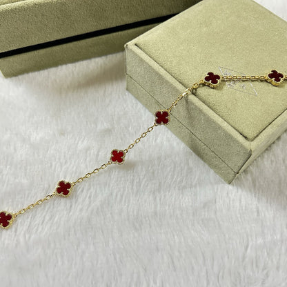 [Leaves]CLOVER 6 MOTIF RED AGATE BRACELET