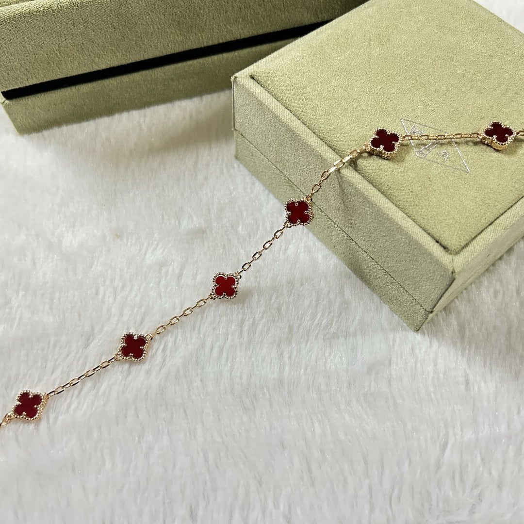 [Leaves]CLOVER 6 MOTIF RED AGATE BRACELET
