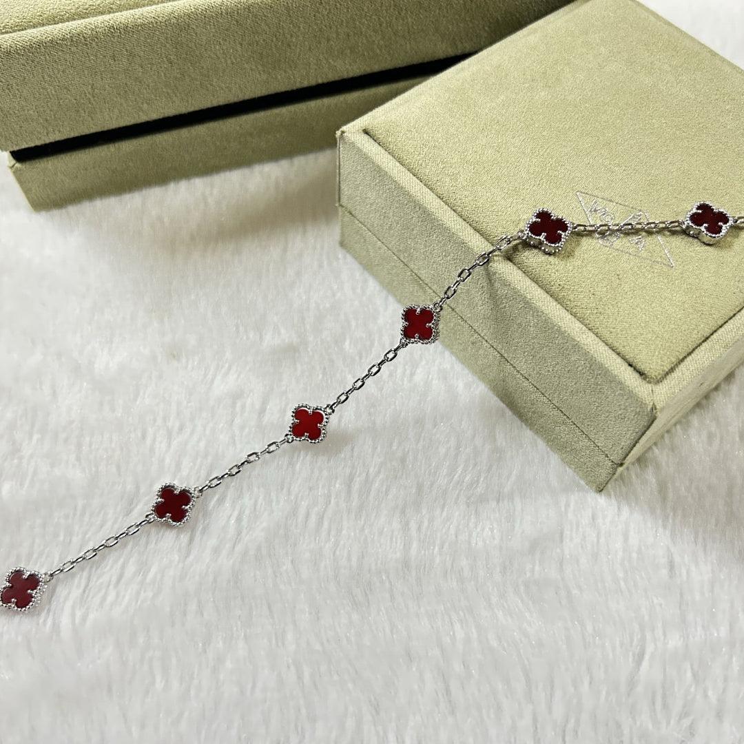 [Leaves]CLOVER 6 MOTIF RED AGATE BRACELET